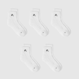 Mid Crew Socks 5 Pack White