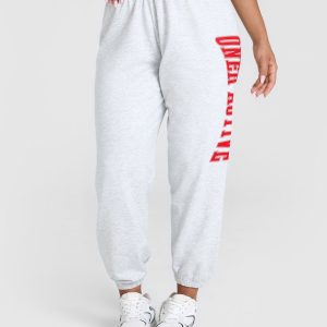 Lightweight Joggers with Red Graphic Light Grey Marl