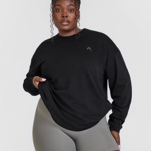 Classic Oversized Lightweight Long Sleeve Top Black