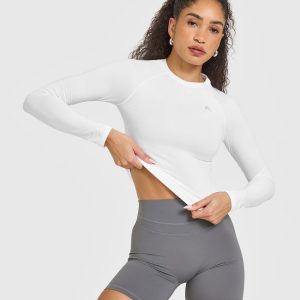 Go To Seamless Fitted Long Sleeve Top White