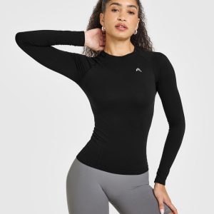 Go To Seamless Fitted Long Sleeve Top Black