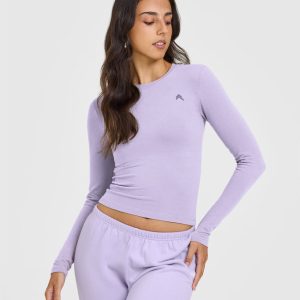 Cotton Icon Long Sleeve Top Lavender Purple