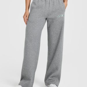 Foundations Straight Leg Joggers with Graphic Charcoal Marl