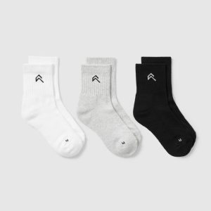 Mid Crew Socks 3 Pack Grey/White/Black