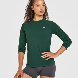 Go To Seamless Loose Long Sleeve Top Racing Green